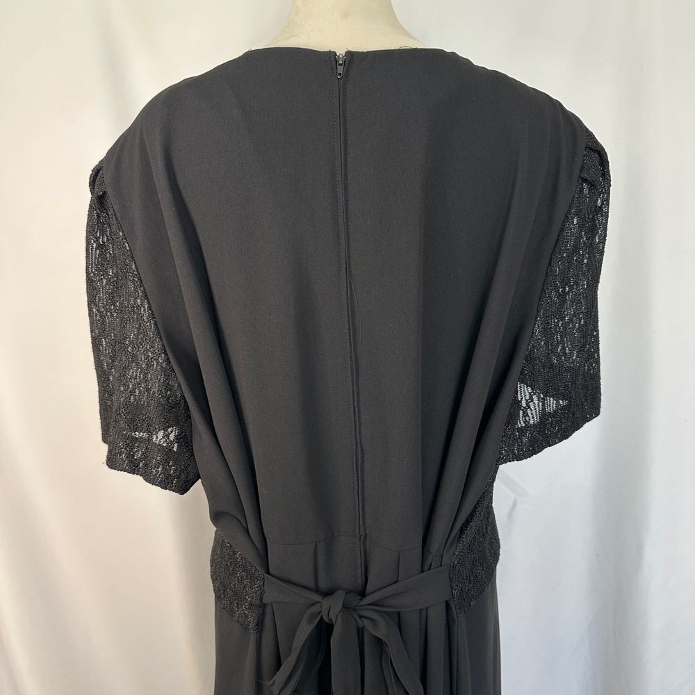 Vintage Kari's Korner Black Maxi Dress Lace Short Sleeve Women Plus 30‎ Formal - Picture 7 of 13